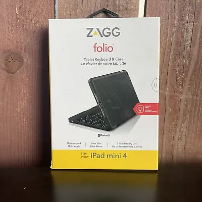 $12 • Buy ZAGG Folio Case Hinged Bluetooth Keyboard For Apple IPad Mini 4 In Black
