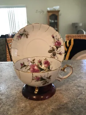 Vintage UCAGCO China Teacup & Saucer Footed Gilded Made In Japan • $24.95