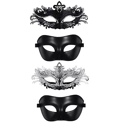 2Pcs Couples Black Sexy Masquerade Masks Men Women Venetian Mardi Gras Eye Masks • $15.19