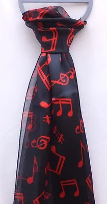 Beautiful Satin Stripe Silk Effect Music Notes Print Scarf • £3.70