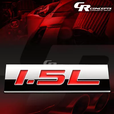 $5.95 • Buy 3m Tape On Metal Emblem Decal Logo Trim Badge Polished Chrome Red 1.5l 1.5 L