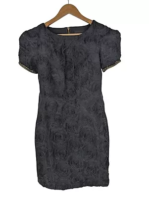 Black Textured Floral Zip Back Shift Dress Your Couture By River Island Size 8 • £23.29