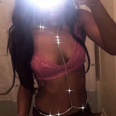 Womens Rhinestones Beach Bikini Belly Waist Body Chain Harness Necklace Jewelry • £3.99