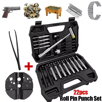 22pc Roll Pin Punch Set Double-Faced Hammer Brass Steel Gunsmith Maintenance • $27.79