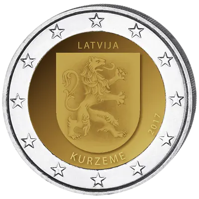 Latvia: Commemorative 2 Euro Coin: Kurzeme Coat Of Arms 2017 UNC** • $6.54