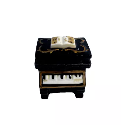 Vintage Porcelain Miniature Piano Black Ceramic Hinged Trinket Ring Box Keepsake • $9.99