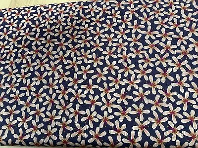 CLEARANCE BOLT END 30cm X 110cm Lewis & Irene Blue Floral 100% Cotton Fabric • £1.75