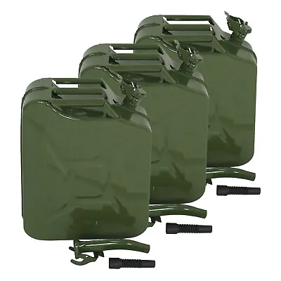 3X 5 Gal 20L Army Backup Jerry Can Gasoline Emergency Backup Can Metal Tank • $97.58