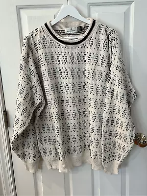 Vintage Munsingwear Cream Abstract Holiday Trees Sweater Sz L EUC • $40