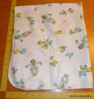 Vintage Flannel Receiving Baby Blanket Scarecrow Goat Pig Rooster Farm Animals • $11.67