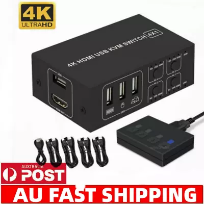 4K HDMI KVM Switch Box 4/2 Port USB HDMI KVM Switcher For Mouse&keyboard Sharing • $36.78