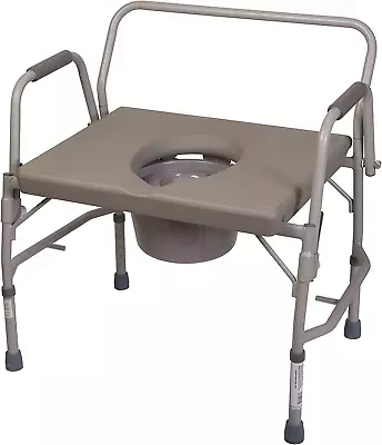 Drop Arm Commode Wide Portable Toilet Steel Bedside Bariatric Medical Chair Seat • $154.99