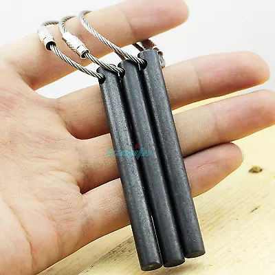 3PCS 3  X 0.3  Drilled Ferrocerium Ferro Rods Flint Fire Starter & Wire Keychain • $13.98