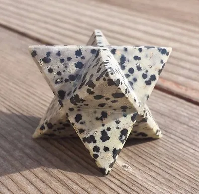 LARGE (50mm) DALMATIAN JASPER GEMSTONE MERKABA STAR (ONE) - BUY IT NOW • $17.49