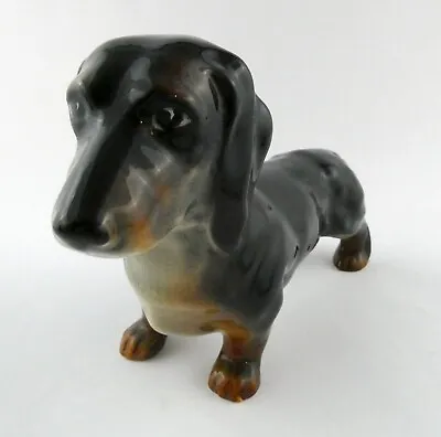 Vintage Beswick England Brown And Black Standing Ceramic Dachshund 9 Inches • $46.75