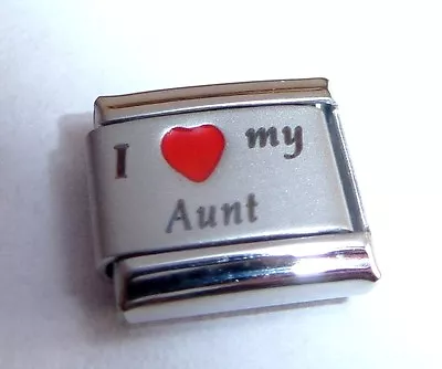 I LOVE MY AUNT Italian Charm - Red Heart Auntie Aunty Fits 9mm Classic Bracelets • £2.99