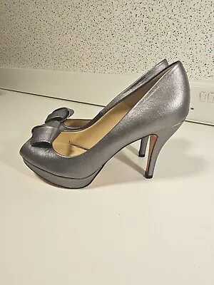 Sachelle Couture Silver Heel Peep Toe Shoes UK 7  Prom Wedding Bride • £29.99