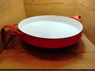 DANSK Denmark IHQ Kobenstyle 13” Enameled Paella Pan - Red - Mid Century Modern • $35.99