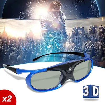 £40.43 • Buy 2x 3D Glasses Active Shutter For Acer/BenQ/Sharp DLP-Link Projector USB Recharge