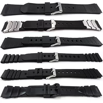 Black Rubber Divers Sports Watch Strap 20mm 17 Styles Casio Seiko Compatible • £4.99