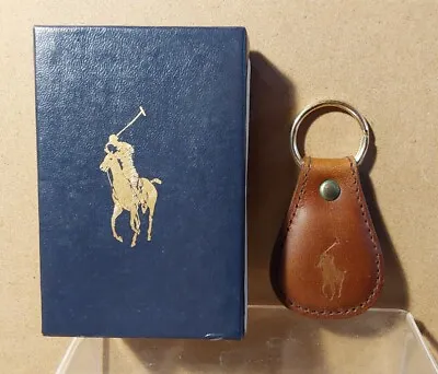 Polo Ralph Lauren Leather Key Ring Key Fob Brown Horse Rider Original Box • $30