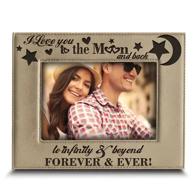 I Love You To The Moon And Back-Anniversary Gift-Engraved Leather Picture Frame • $22.95
