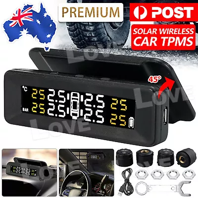 Solar Wireless TPMS Car Tire Tyre Pressure Monitor System Monitoring + 4 Sensors • $28.95