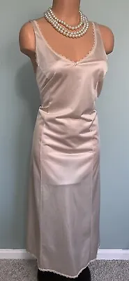 Vtg Nylon Full Slip Nightgown Dress 38 40 42 SHEER Lady Light Pink • $28