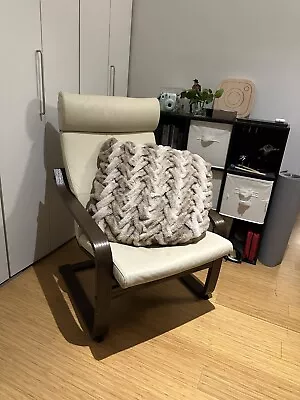 IKEA Poang Armchair - Walnut Frame/Beige Cushion - Pillow Included • $149