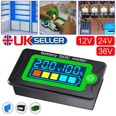 8-100V Battery Capacity Status LED Digital Display Meter Monitor 12v 24v 36v UK • £7.99