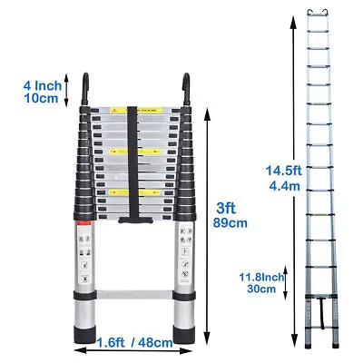 Portable Folding Multi Purpose Telescopic Extension Ladder Aluminum Heavy Duty • $104.13