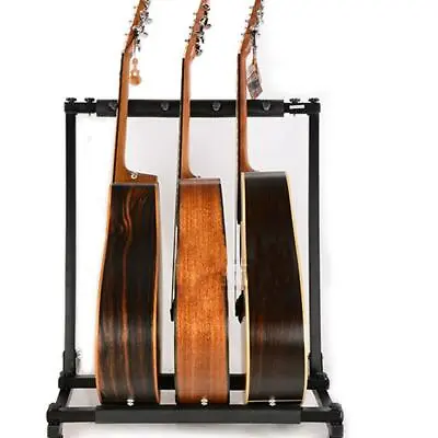 Glarry 3 Triple Folding Multiple Iron Guitar Bass Holder Rack Stand Black Gift • $27.99