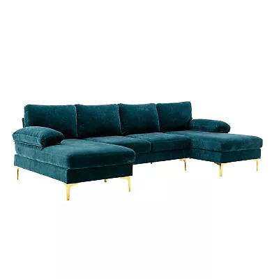 Modern 110 Inch U Shape Couch Sectional Sofa Set With 2 Chaise Metal Legs • $804.65