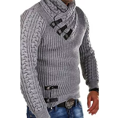 Mens Winter Pullover Hoodies Knitted Jacket Turtleneck Cardigan Casual Sweaters • $31.38