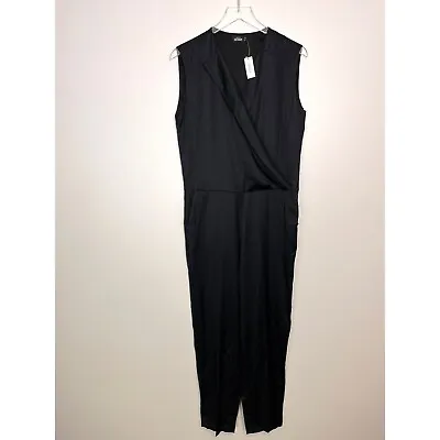 $49 • Buy NWT Kate Spade Saturday Women’s  Black Satin Best Tuxedo Style Jumpsuit Size 8
