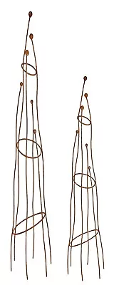 £33.98 • Buy Sculptural Natural Rust Garden Obelisks - Climbing Plant Support Frame Pyramids