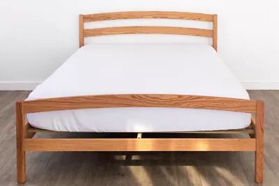 Solid Wood Platform Bed Frame Headboard RAINBOW Oak Maple Hand Crafted USA   • $763