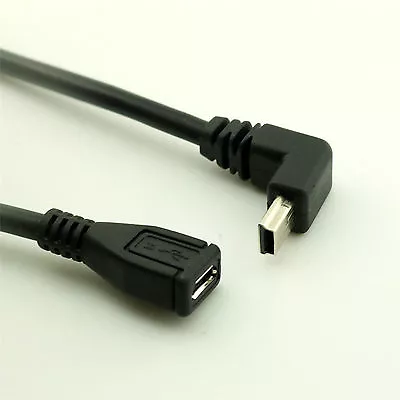 1pcs Micro USB Female To Mini USB 2.0 Male UP Angle Sync Data Charging Cable 1ft • $1.79