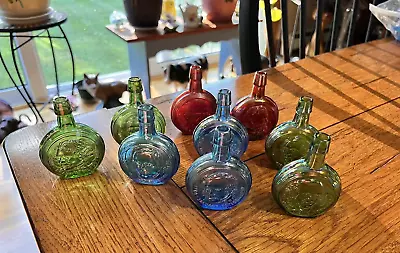 Lot Of 9 Miniature Mini Wheaton Glass Presidential Bottles Nice Colors • $15