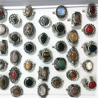 30pcs Natural Stone Jewelry Wholesale Mixed Lots Fashion Women/Men's Cool Rings • $33.24