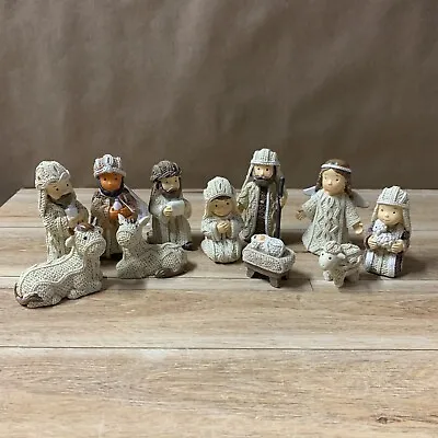 Transpac 11 Piece Nativity Set Christmas Holiday Kids Resin Mini Cable Knit • $38.99