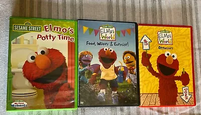 Lot Of 3 Sesame Street Elmo DVDs Elmo’s World Opposites; Potty Time Food Water • $12.20