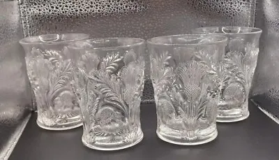 Set Of 4 Antique Cambridge Pressed Glass Inverted Thistle Flat Tumbler  • $63.99