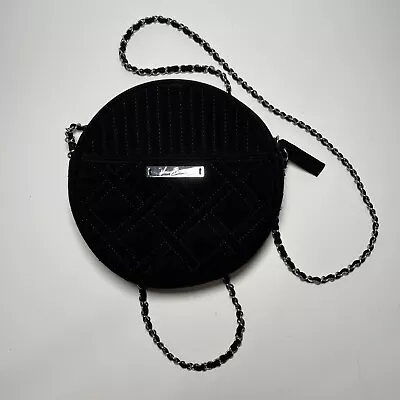 Vera Bradley Black Microfiber Mini Round Purse Chain Crossbody Shoulder Bag • $25