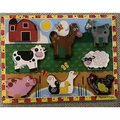 Melissa And Doug Fresh Start FARM ANIMALS Chunky Thick Wood Puzzle 12  X 9  • $10