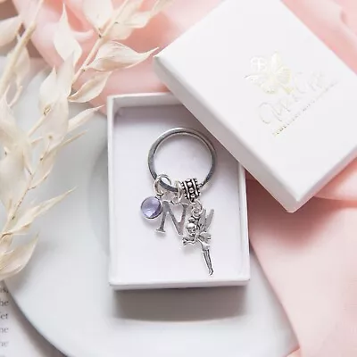Fairy Keyring Personalised Gifts Birthstone Initial Whimsical Tale Fantasy Pixie • £7.50