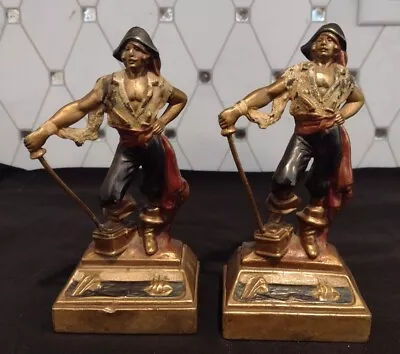 Vintage Armor Bronze Bookends Pirate Swashbuckler • $90