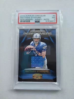 2009 Gridiron Gear Matthew Stafford RC Performers Auto Mem Gold #/5 PSA 7 POP1 • $189