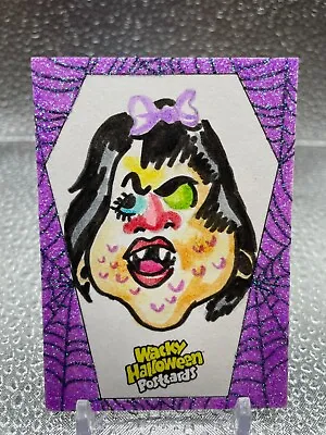Wacky Packages Halloween Postcards Glitter Sketch Card By JASMINE CONTOIS 1/1 • $63.75