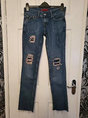 Ladys Levis Patty Anne Square Cut Slim Blue Jeans Size 28 Waist 34 Leg • £6.99